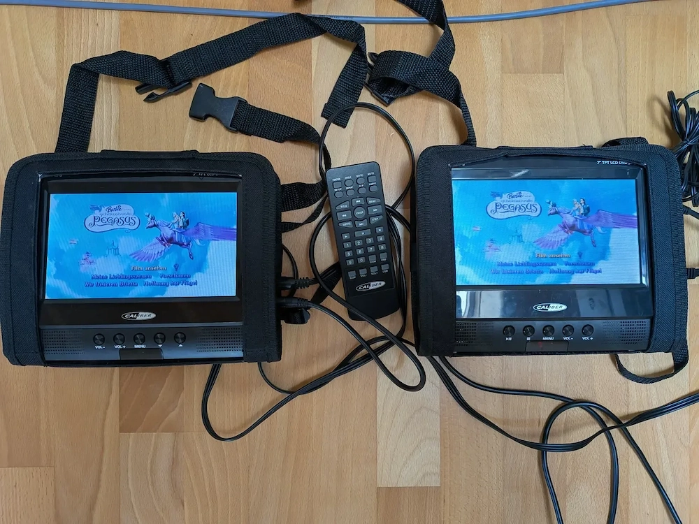 Tragbarer DVD-Player für das Auto   Set mit 2 Bildschirmen   7 Zoll   mit Akku