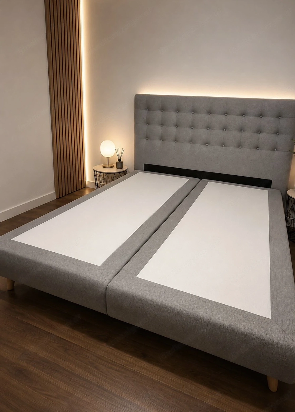 Boxspringbett 160x200 - grau - Bettgestell