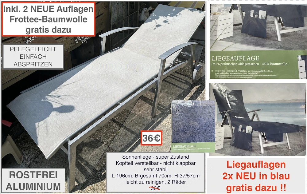 Alu Sonnenliege Liegestuhl Liegebett