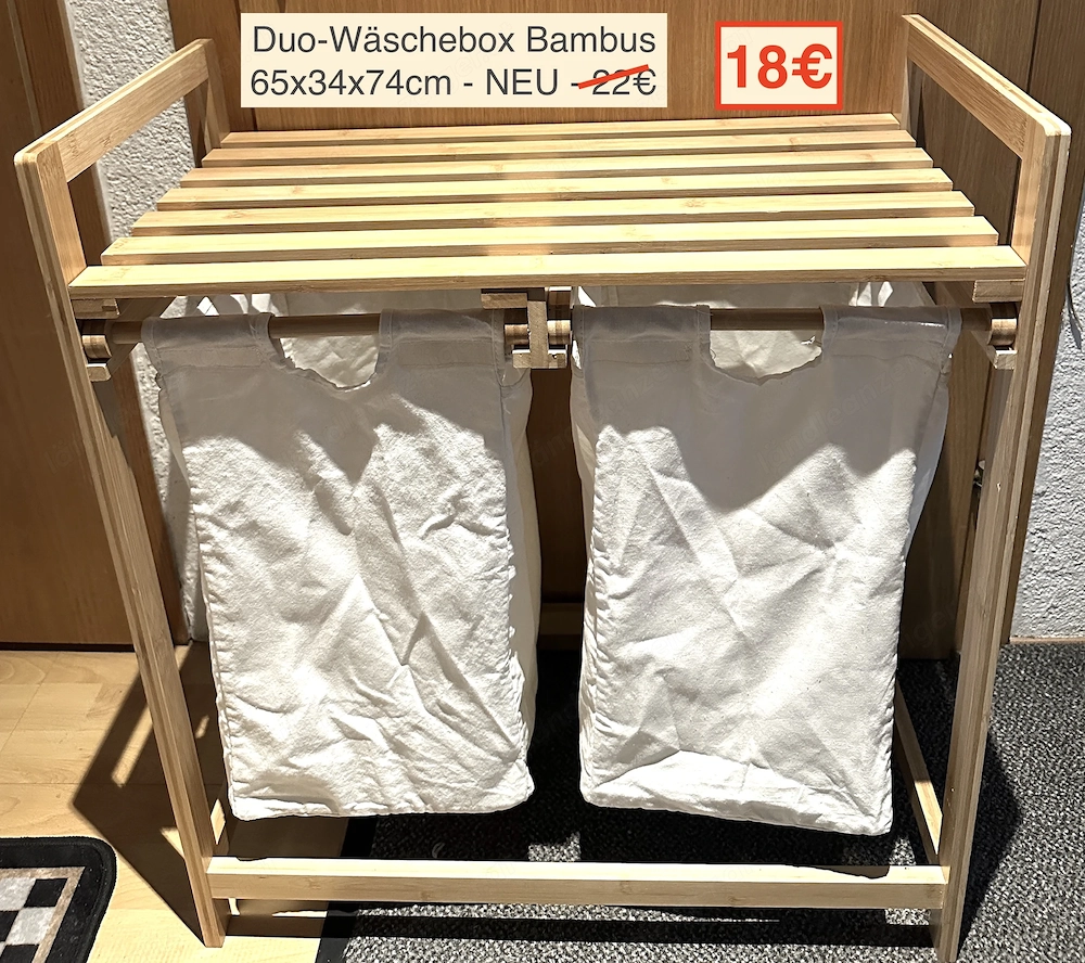 Bambus Wäschebox Wäschekorb Regal fürs Bad