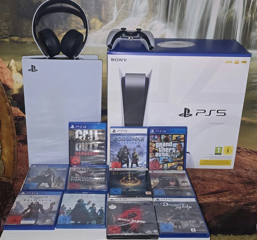 Sony PlayStation 5 Disc konsole mit Controller, Headset, OVP, und 11 Spielen