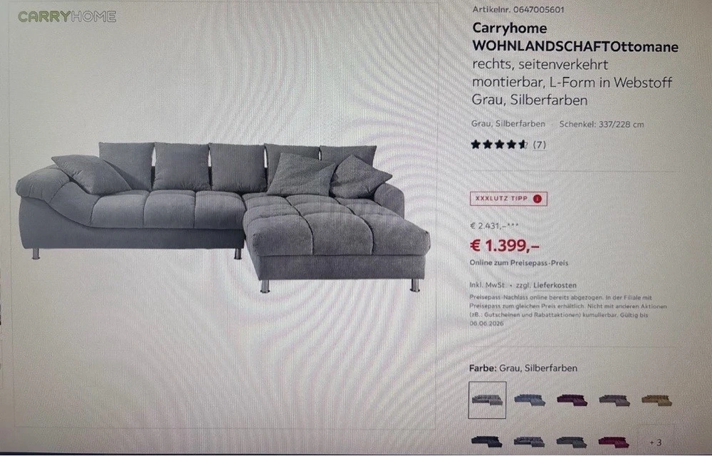 Couch grau