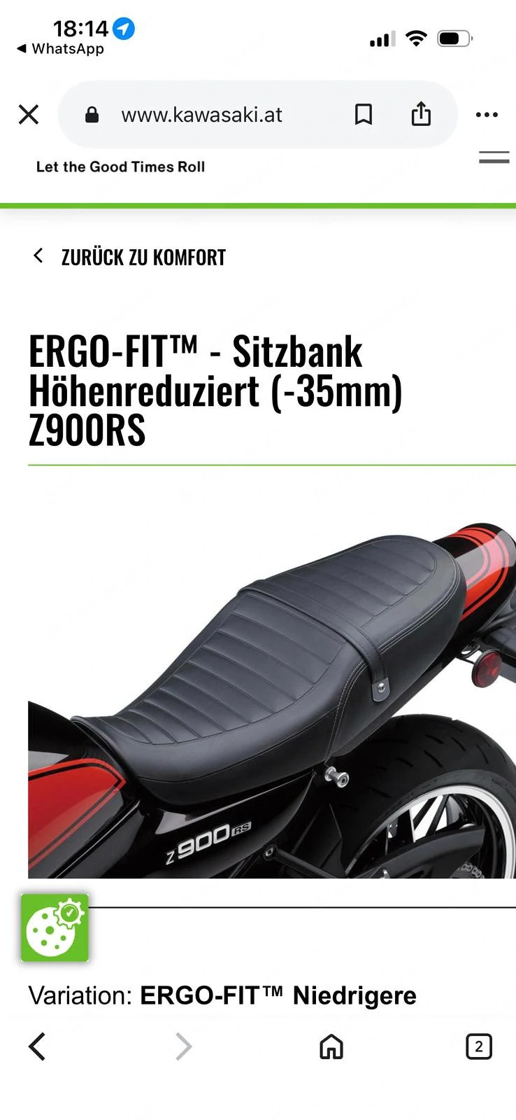 KAWASAI sitzbank