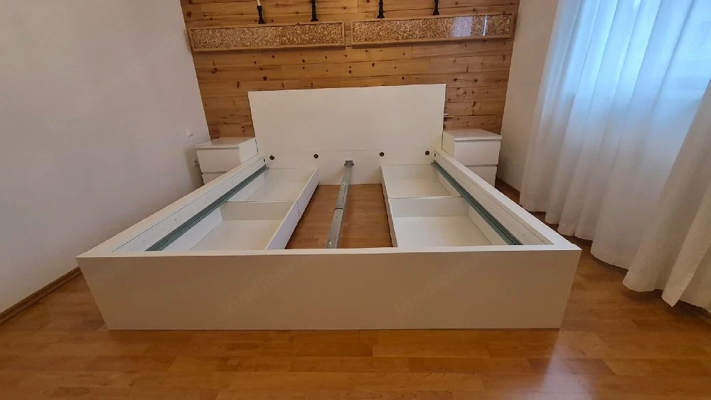Malm ikea Bett 180 x 200 mit Nachtkästchen
