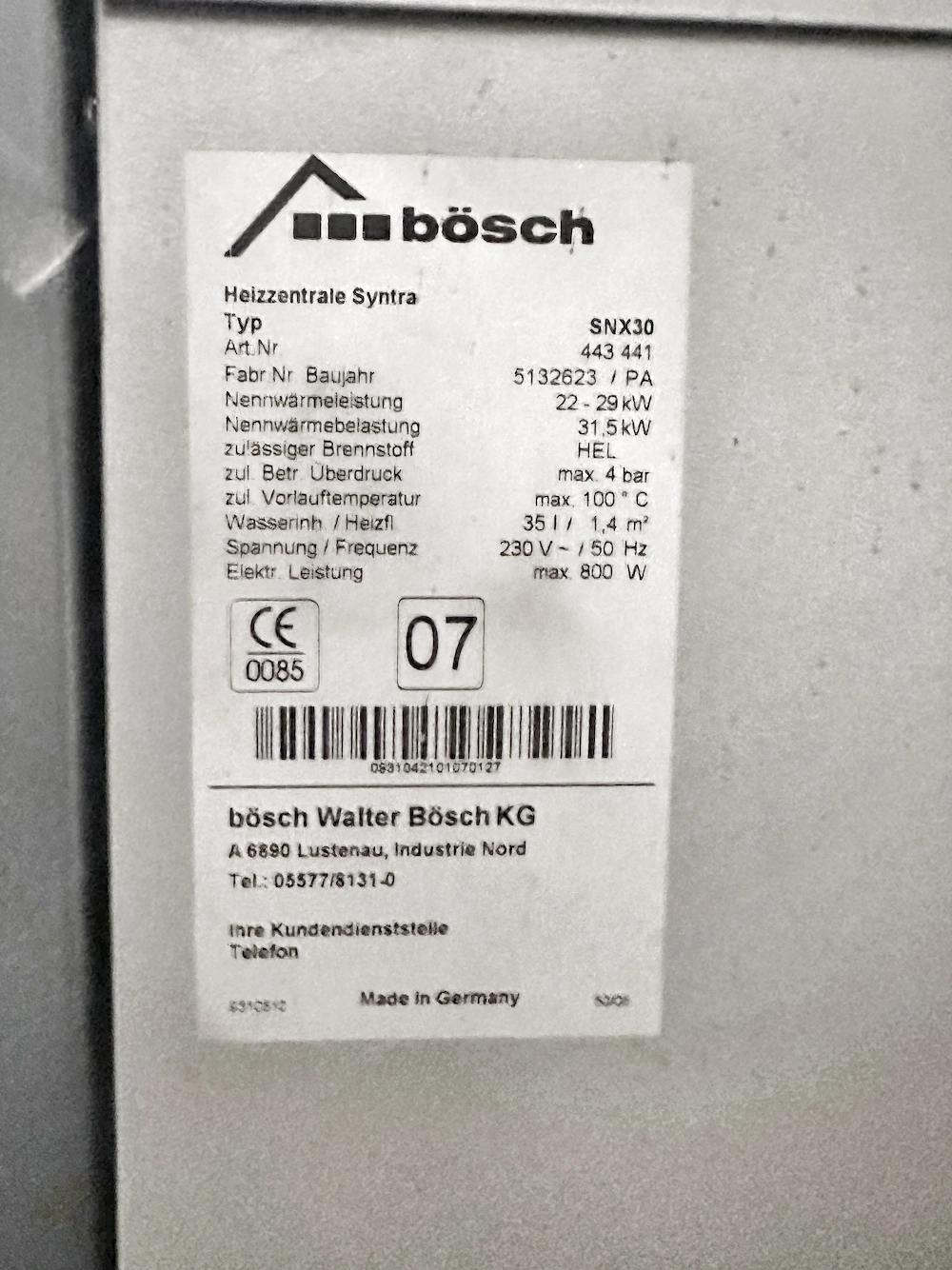 Bösch Ölheizung zu verkaufen   Komplettanlage inkl. Warmwasserspeicher