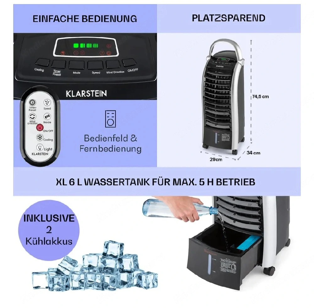 Turmventilatoren Klarstein Tragbarer Luftkühler