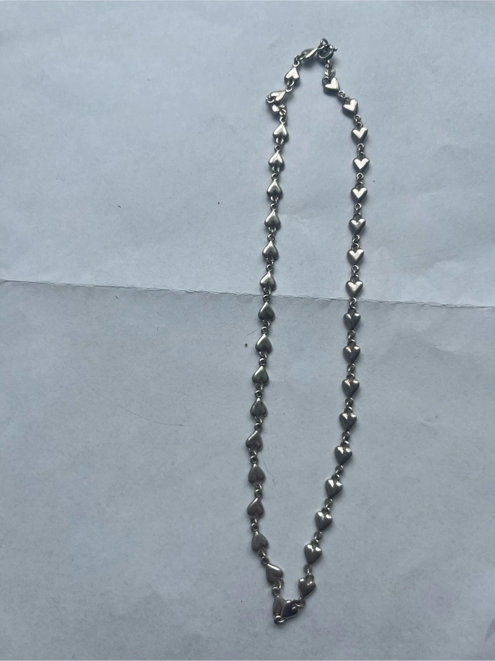 Vintage Herz-Gliederkette aus 925er Sterlingsilber, 38 cm