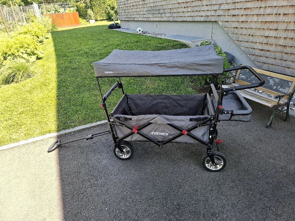FUXTEC Bollerwagen FX-CT800 mit UV-geschütztem Sonnendach,Schiebegriff & Innenraumverlängerung