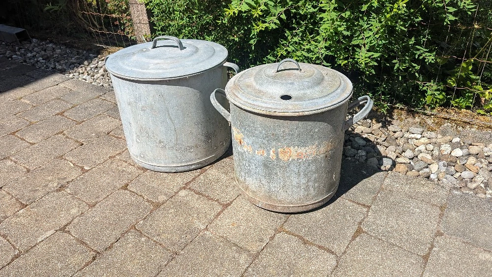 Töpfe mit Deckel verzinkt Pflanzkübel 