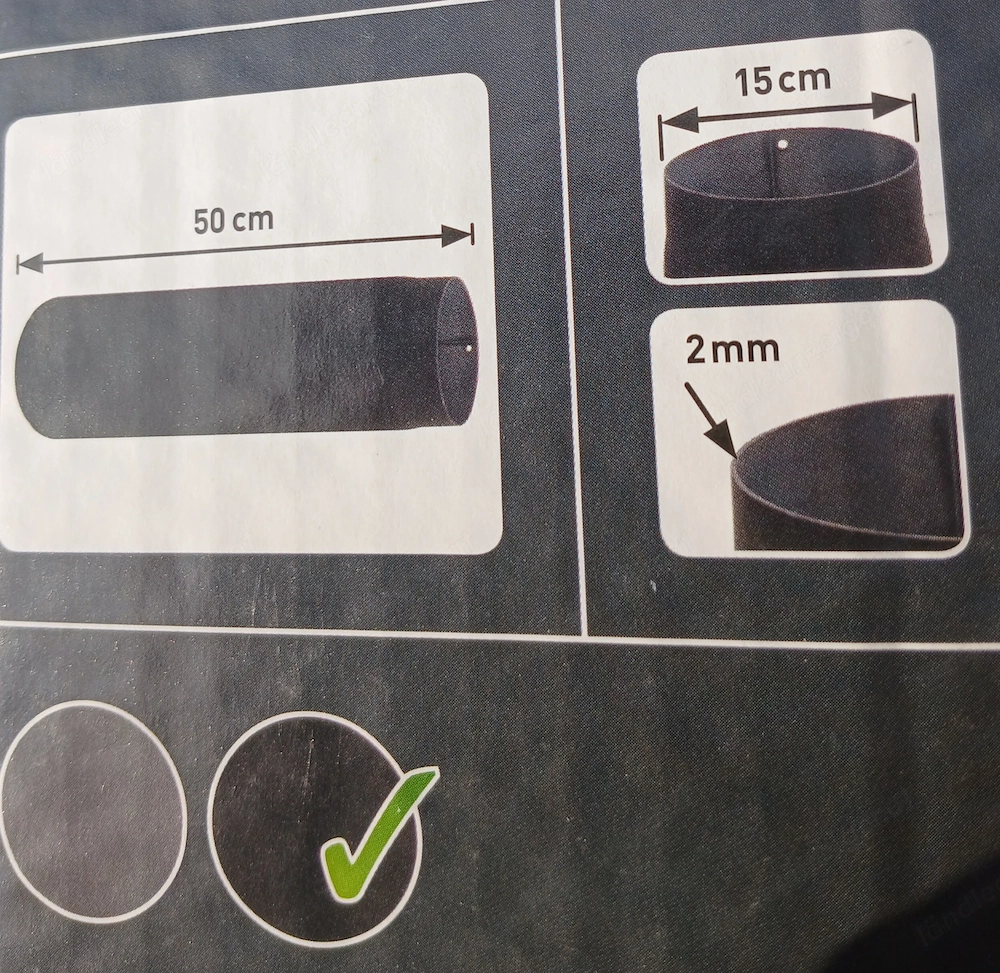 2 Stück Rauchrohre jeweils Länge 50 cm, Durchmesser 15 cm, Wandstärke 2 mm, schwarz 
