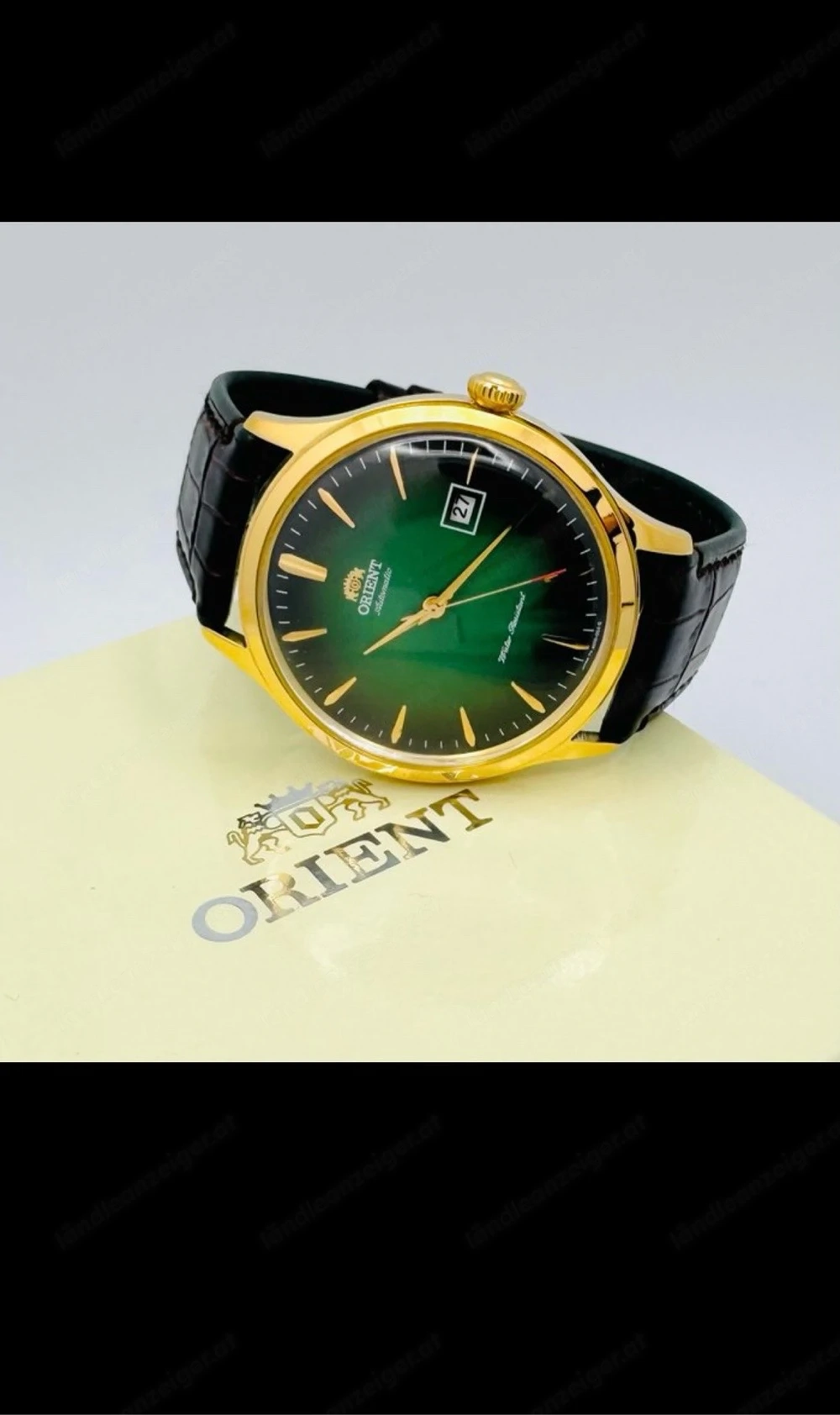 Herren Uhr. Orient-Bambino Emerald Green Dial-JDM 