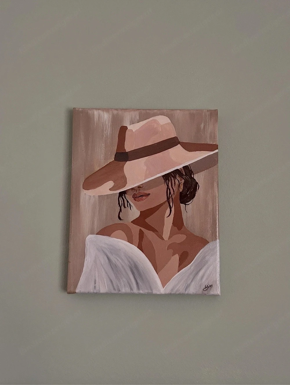 Acrylgemälde mit Frau Unikat  handgemalt- 24x30cm 