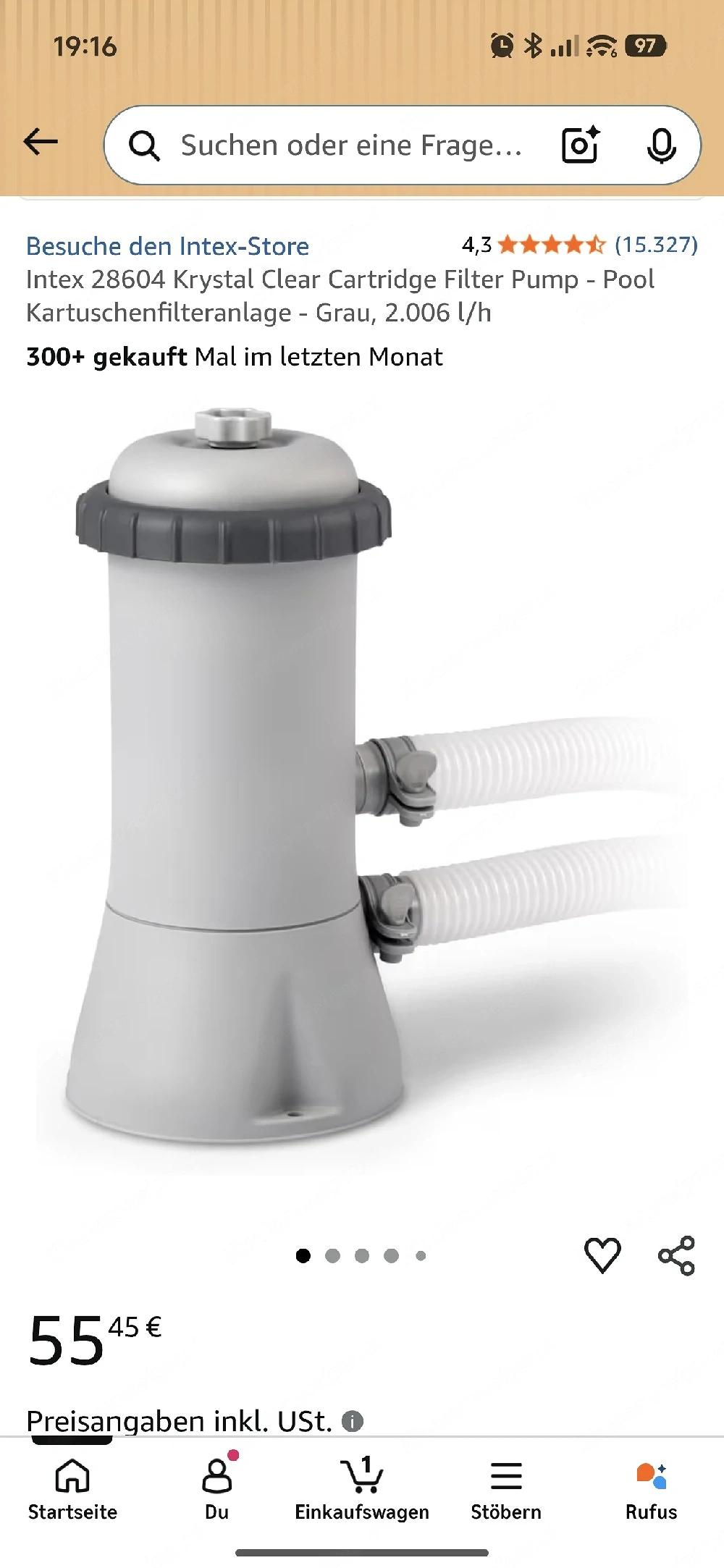 Intex Krystal Clear Kartuschenfilteranlage   Poolpumpe 2.006 l h   Wie neu OVP