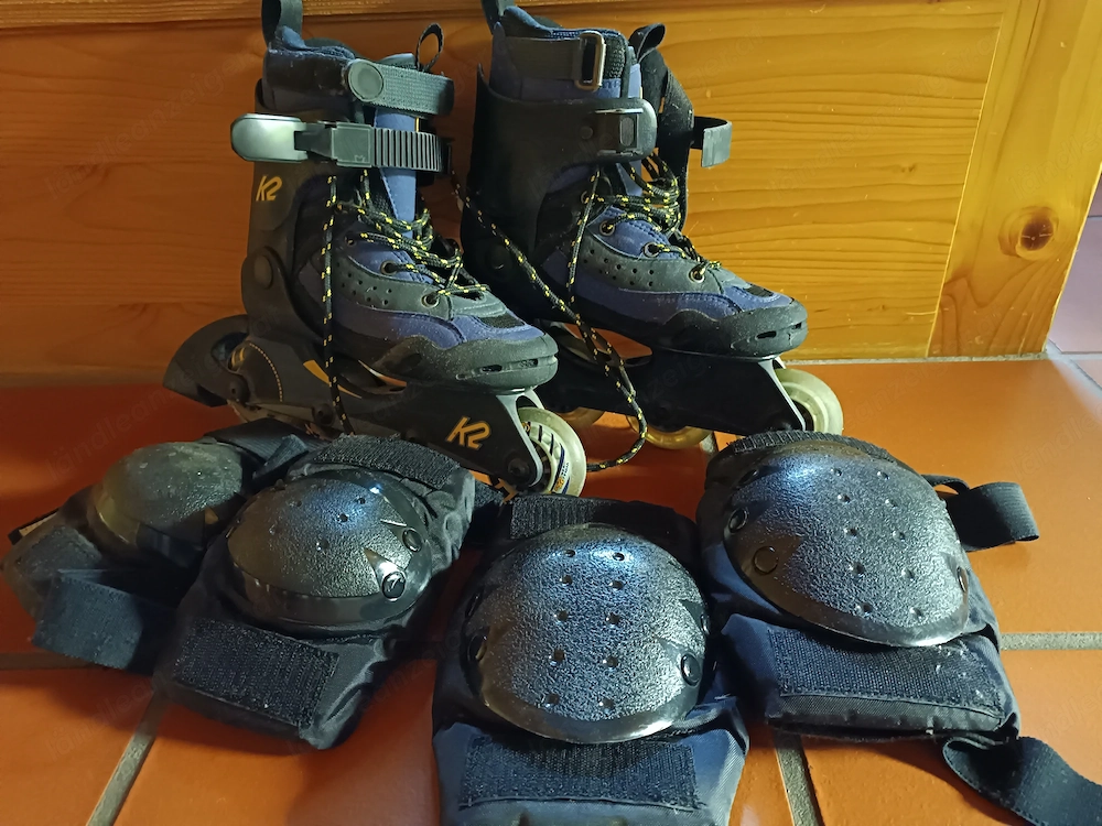 Scaterschuhe inkl. Handgelenks u. Knieschutz, Marke K2, Schuhgröße 35