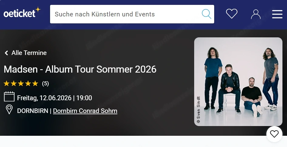 Madsen-Konzert diesen Freitag in Dornbirn (50% vergünstigt)