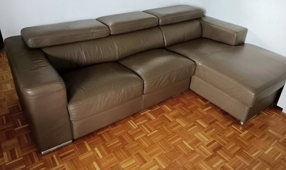 Eckcouch Ecksofa Wohnlandschaft Couch Sofa Leder Braun
