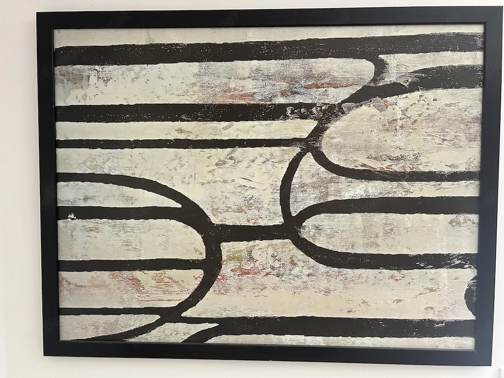 Abstraktes Bild "Lebenspfade", 108 x 83, Mit Rahmen