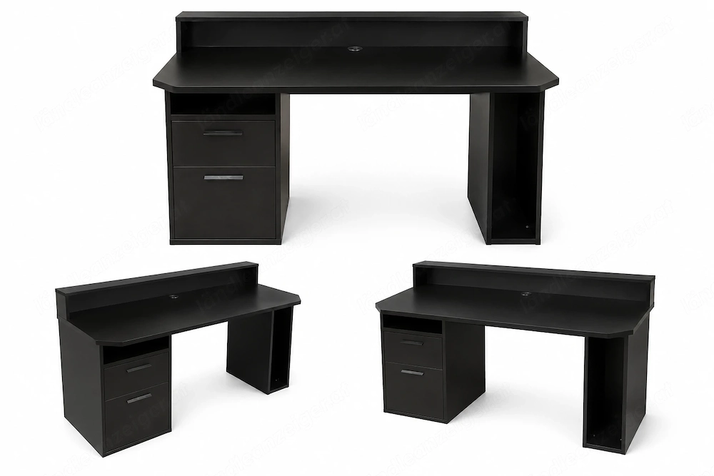 Großer schwarzer Schreibtisch 160 cm   ideal für Homeoffice & Gaming