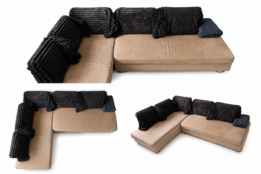 Große Eckcouch in Beige (ca. 286 x 183 cm) zu verkaufen