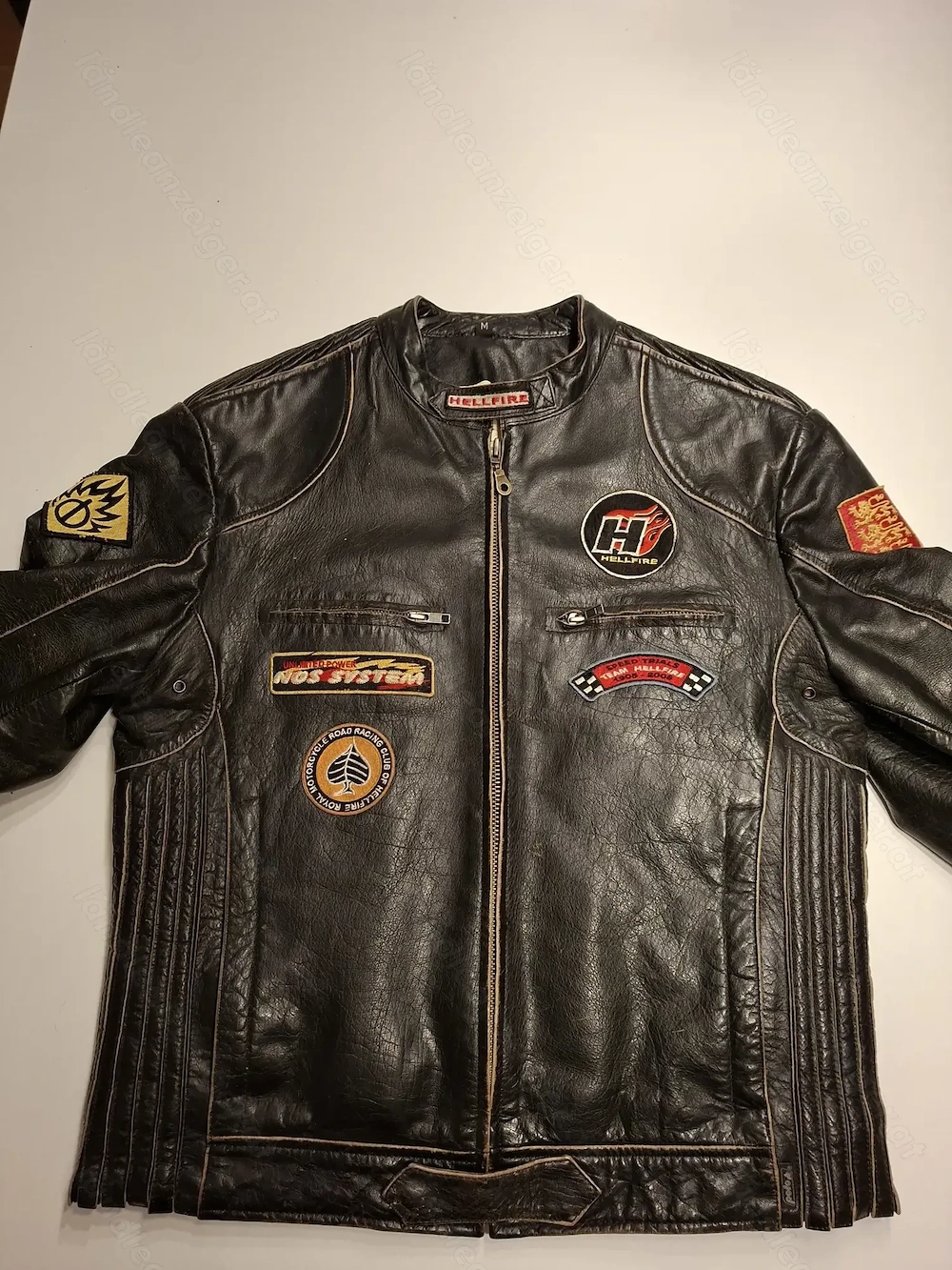 Hellfire Lederjacke - Echtleder - Größe M - Biker  Racing Style