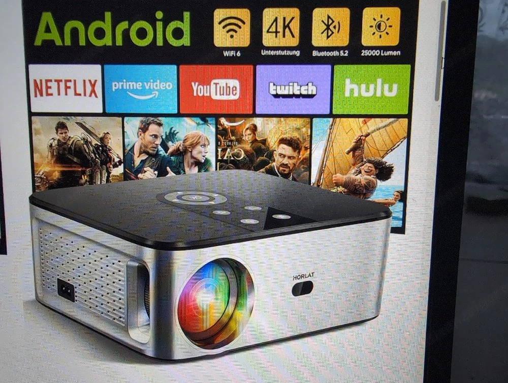 TV, Bamer 4K Andoid 25000 Lumen, W-Lan 2 Jaher alt und nur bei der EM 24 benutzt.