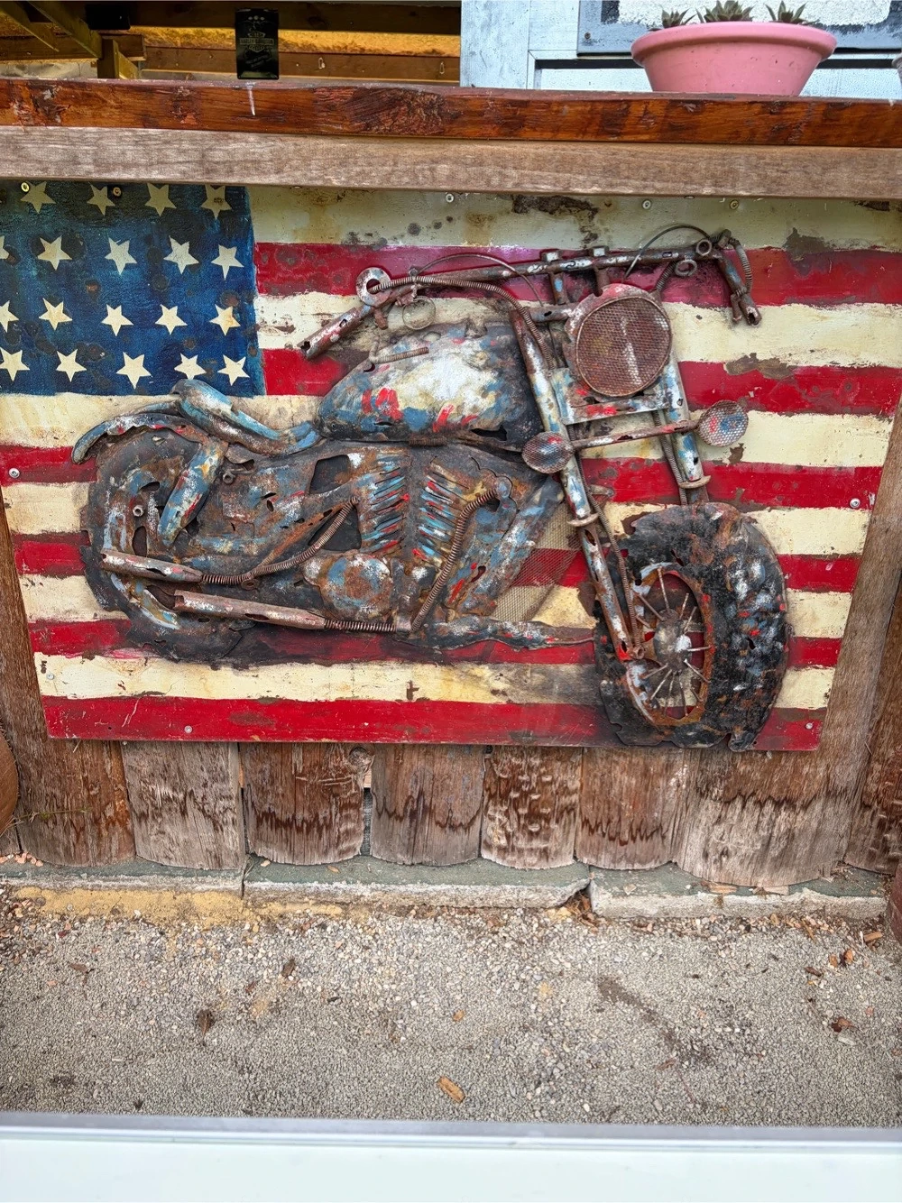 Harley handgefertigtes Wandbild aus Altmetall 