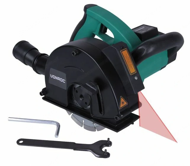 VONROC Mauernutfr se mit 1700W - &  Laser | im Set mit 2 Fr sscheiben