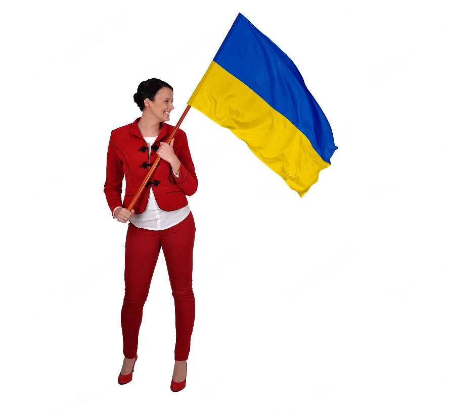 Ukraine Fahne 112x70 im SET mit Fahnenstock 1,20m