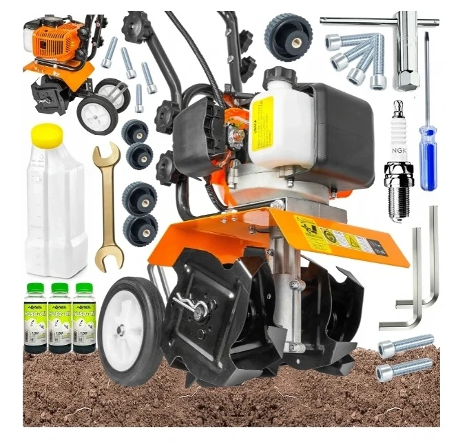 Artikel: #BESTDEAL# Petrol garden tiller, motor hoe, garden hoe, tiller, cultivator in a set Hochwer