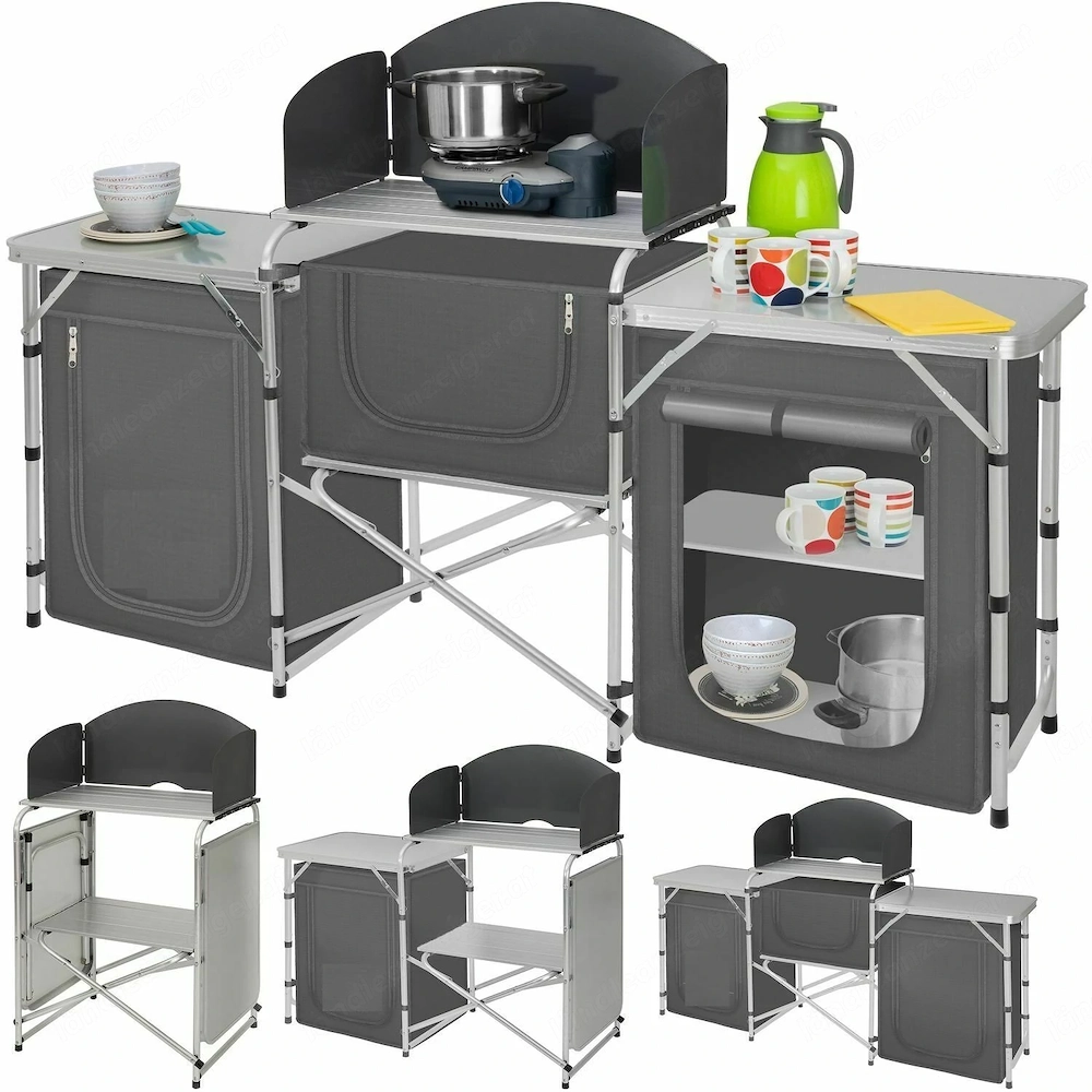 Artikel: Camping kitchen aluminum kitchen box camping cupboard folding cupboard wind protection outd