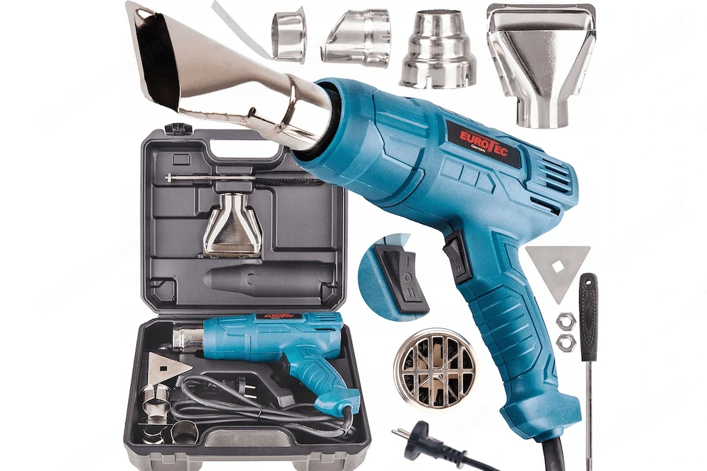 Heissluftpistole Heissluftgeblaese Heissluftfoen Starter Set mit Koffer 2400W