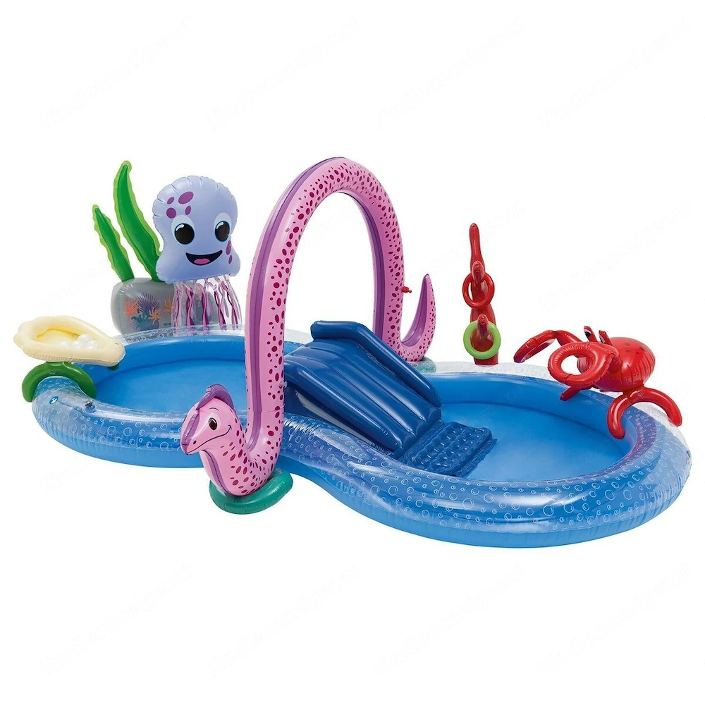 PLAYTIVE JUNIOR Kinder Erlebnispool mit Wassersprueher und Rutsche ab 2 Jahren