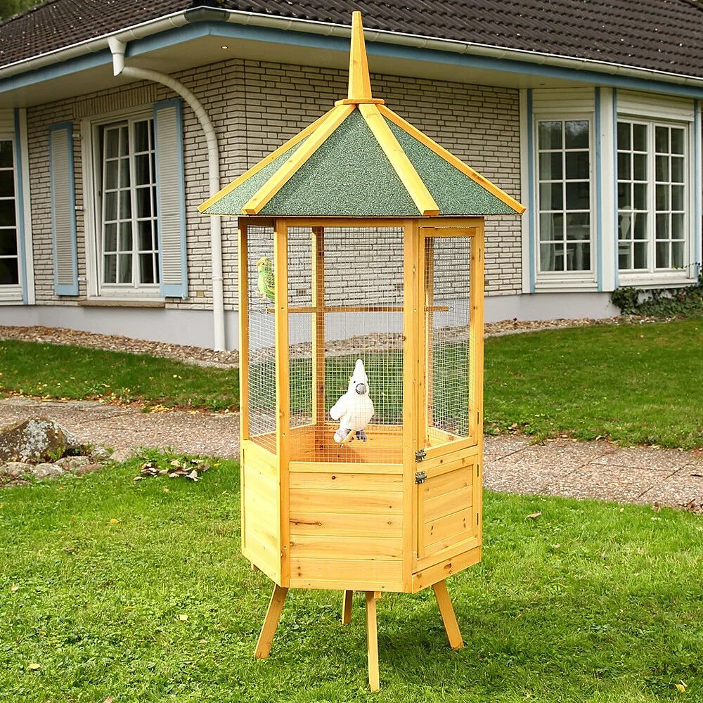 Artikel: Hexagonal bird cage XXL bird house bird aviary aviary house wood Hochwertiger Artikel aus u