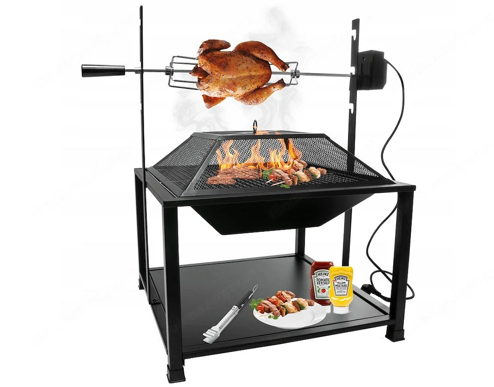 NEUHEIT Feurschale trifft Grill mit elektro Drehspiess komplett Set