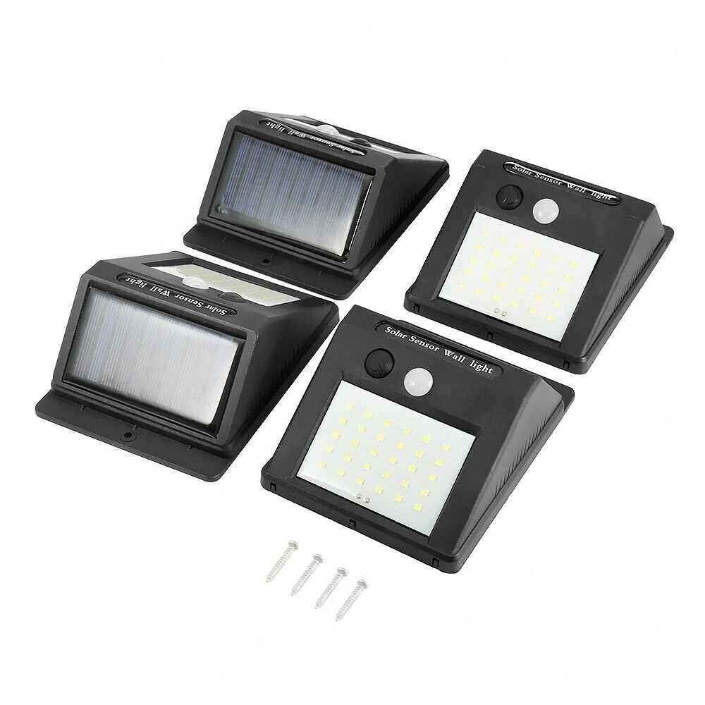 4X LED Solarleuchte mit Bewegungsmelder Aussen Sensor Strahler Lampe
