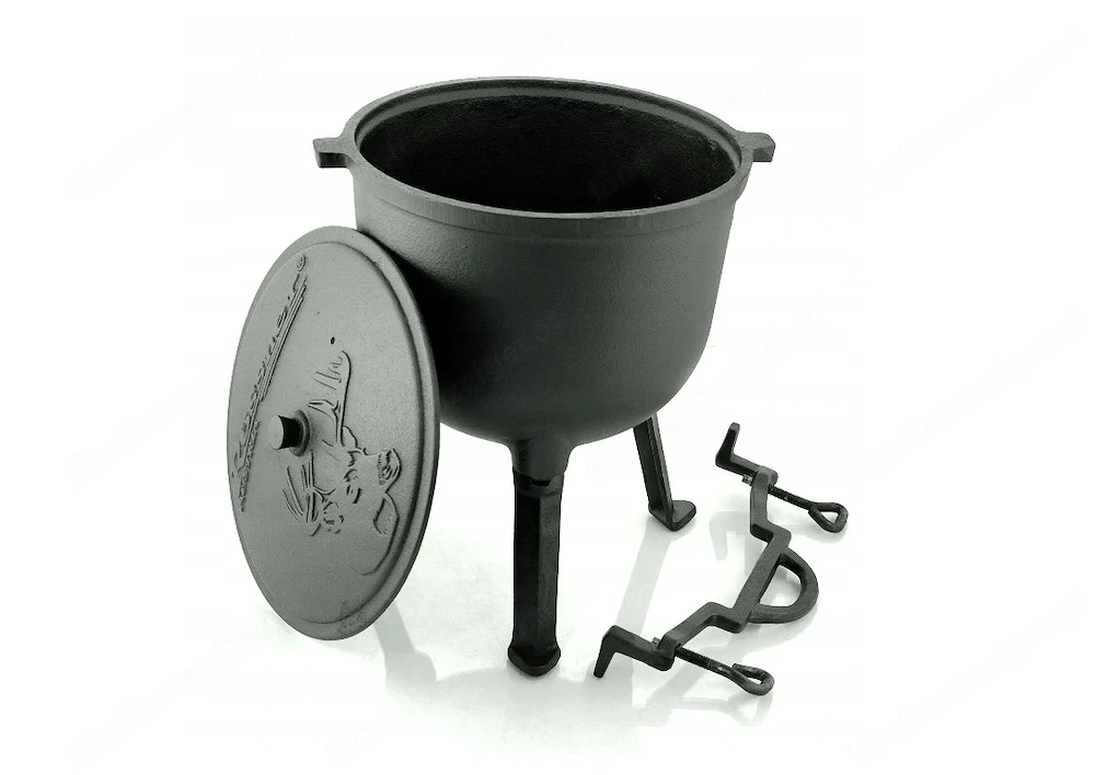 ANGEBOT BBQ Dutch Oven Eintopf handgefertigt mit Fuesse ca. 11l fuer Lagerfeuer