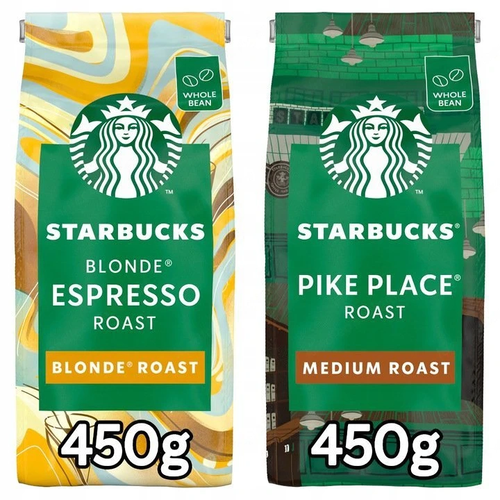 Artikel: Starbucks Blonde Roast Espresso Beans 450g + Starbucks Medium Roast Beans 450g Hochwertiger