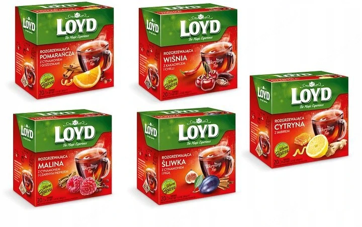 Artikel: Set of 5 different Loyd warming teas, 20 bags per package, winter special Hochwertiger Arti
