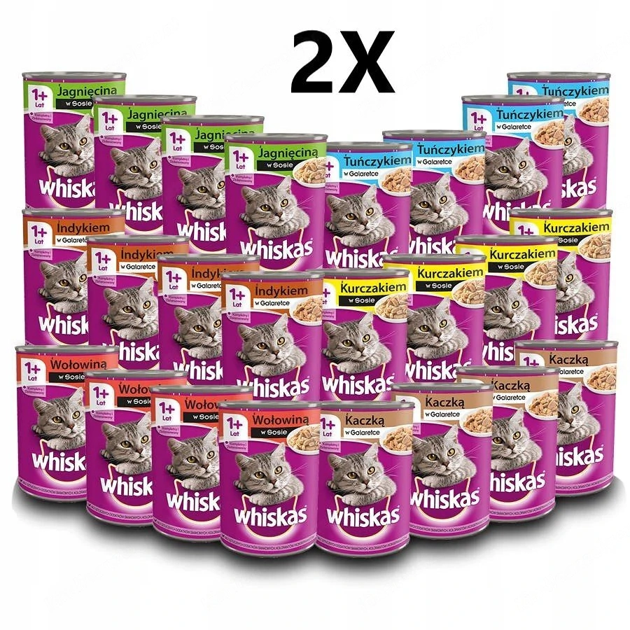 Artikel: 48x Mix Whiskas 1+ cat food in jelly tins, 400g each Hochwertiger Artikel aus unserem Onlin