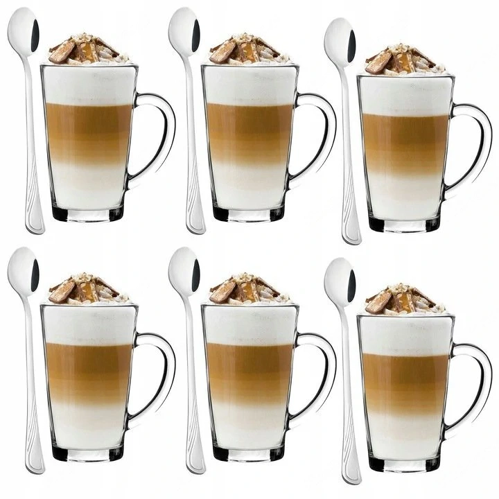 Artikel: 6 coffee glasses 370ml latte macchiato glasses set + 6 spoons Hochwertiger Artikel aus unse