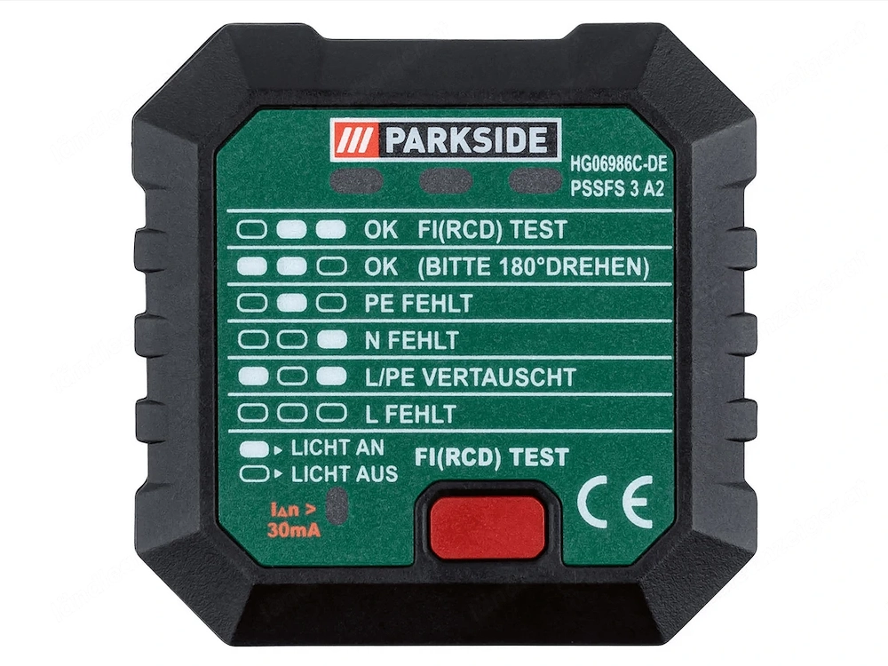 Artikel: PARKSIDE socket tester  PSSFS 3 A2 , LED display Hochwertiger Artikel aus unserem Online-Sh