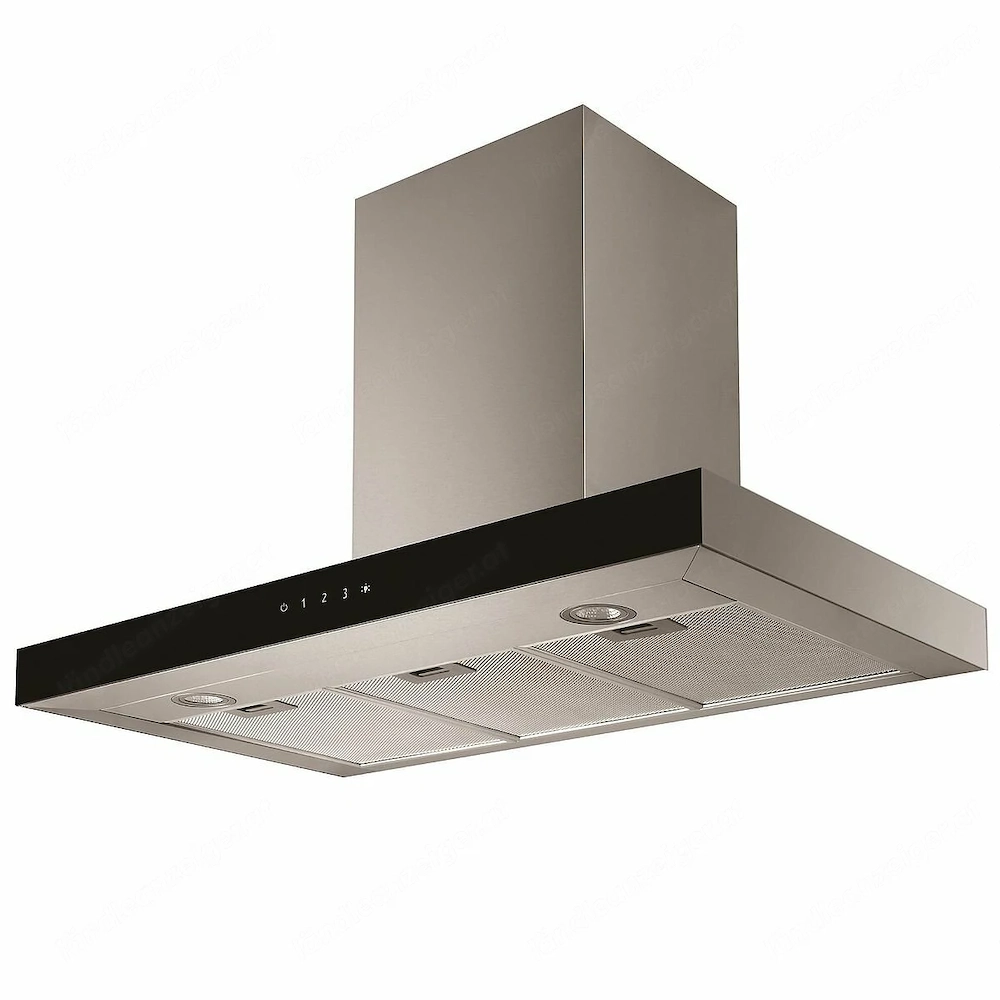 BESTSELLER Dunstabzugshaube Blockhaube 90 cm mit Glasfront silber