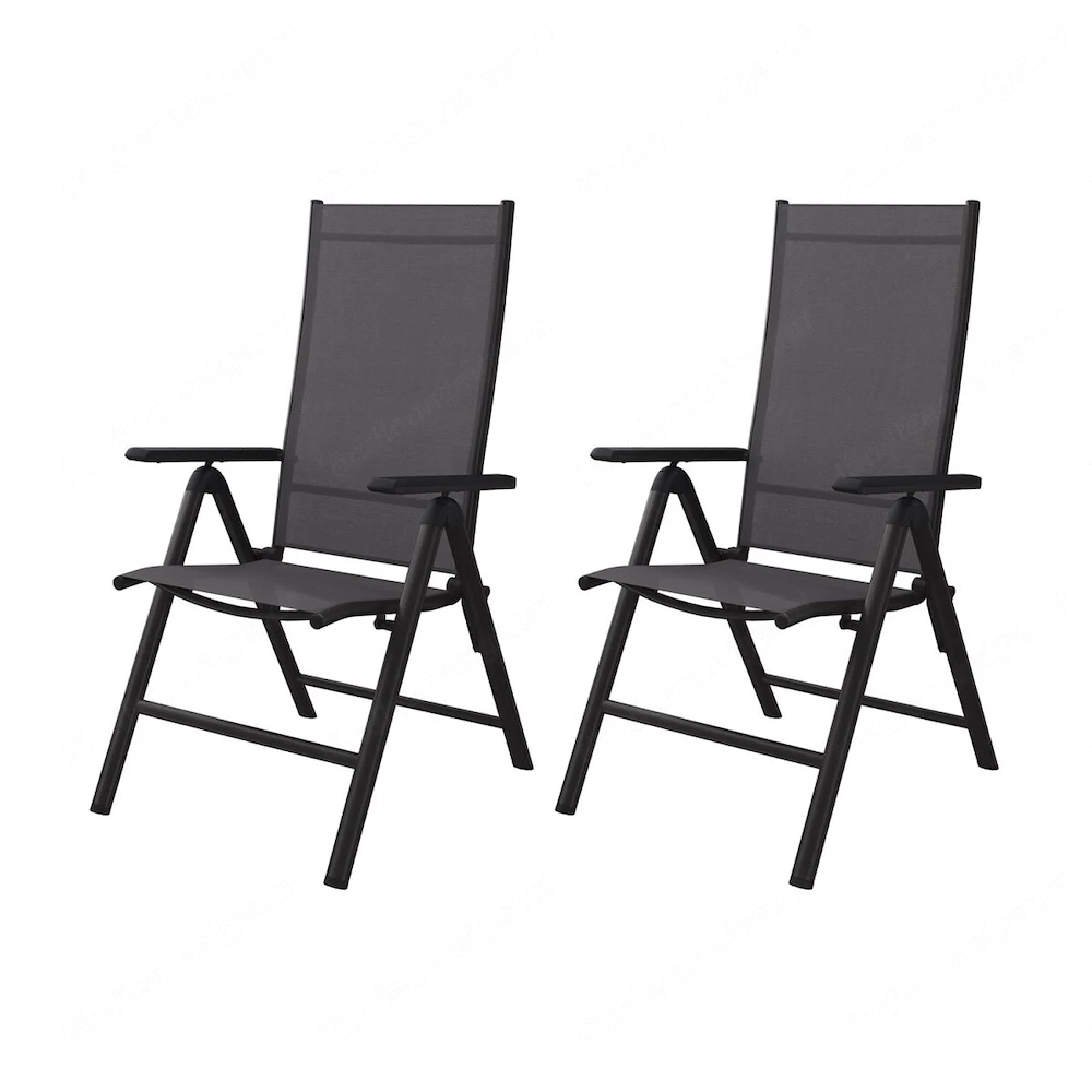 Artikel: 7-fold aluminum high-back garden chair set of 2 black anthracite Hochwertiger Artikel aus u