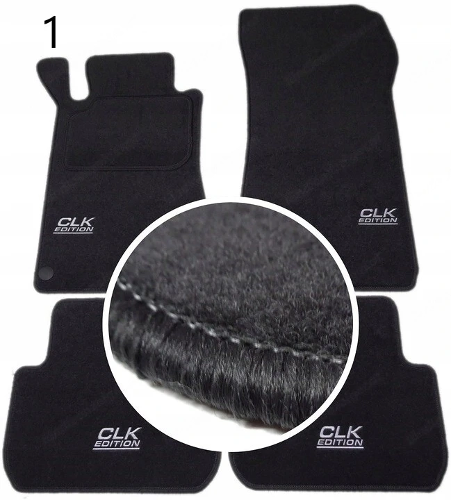 Handmade premium fussmatten velour set farbwahl fuer mercedes clk w209 stickerei