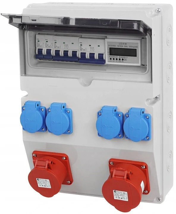 Elektro Wandverteiler 2x 16A 4x230V komplett Set Baustromverteiler mit Digital Zaehler