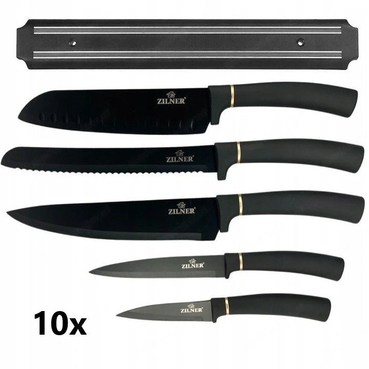 Artikel: 10x premium 6-piece knife set knife magnet knife block magnetic holder chef's knife set Hoc