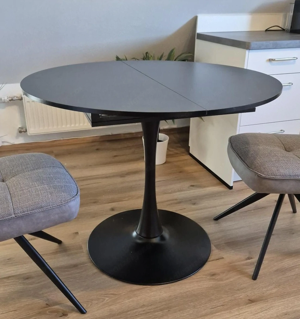 NEU & OVP Aufgebaut: Moderner Esstisch schwarz rund ausziehbar (100-130 cm)