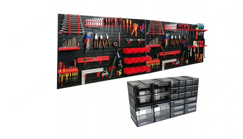 BESTDEAL Werkzeugwand 240x80cm komplett Set mit extra Sortierboxen