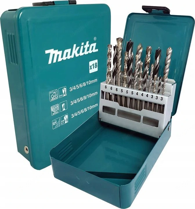 Makita D 46202 18 teiliges Holzbohr Mauerwerks und Metallbohrerset