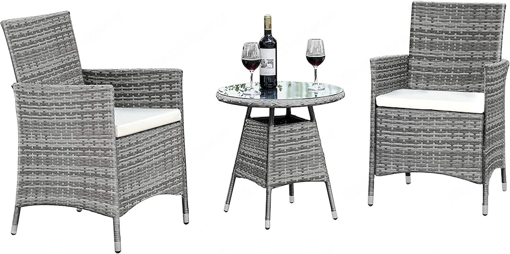 Artikel: 3-piece garden furniture seating group garden set lounge polyrattan rattan dining group Hoc